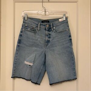 Calvin Klein Jeans Light Blue Distressed Long Jean Shorts